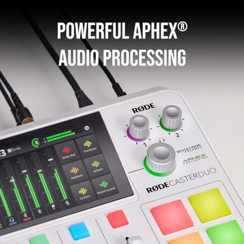 Image of RODE RODECaster Duo Compact All-in-One Audio Production Solution for Podcasting, Streaming, Music Production and Content Creation (White)