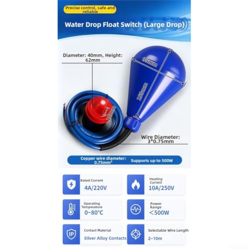 Interruptor de flotador automático IP68 con cable de cobre 4