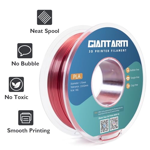 Image of GIANTARM Dual Color PLA Filament, Silk PLA Filament 1.75mm + /-0.02mm,1KG Spool(2.2lbs) Vacuum Packaging, 3D Printing Filaments Fit Most FDM Printer