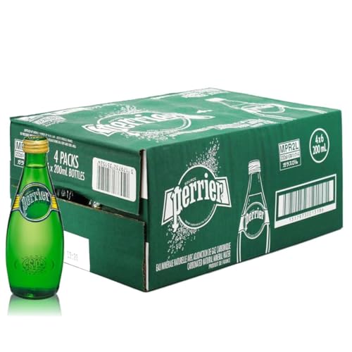 Acqua PERRIER Pack | Minerale Naturale Frizzante | 20cl x 24 Bottiglie VETRO | Tappo a Vite