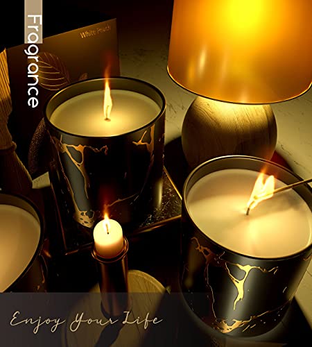 Scented Candles, Premium Peach Amber Candles For Home Scented, 7Oz Large Fall Aromatherapy Candle, Soy Candles Gifts For Her Stress Relief, Christmas Birthday Gifts For Women With Black Gold Gift Box #TOP4