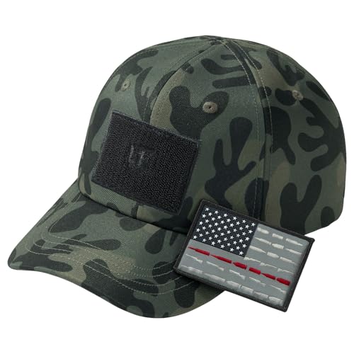 Image of Tactical Hat with Flag Patch Camo Military Army Hats Adjustable Trucker Baseball Cap Soft Top for Shooting