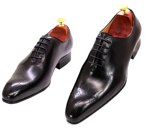 Image of Santimon Mens Oxfords Formal Dress Genuine Leather Handmade Derby Casual Brogues Oxfords Tuxedo Fashion Walking Shoes for Men