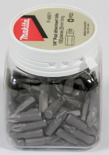 Makita P-49971 PZ2 Hex Insert Bits 25mm (Candy Tub of 100), Silver, 8 x 6.8 x 6.8 cm