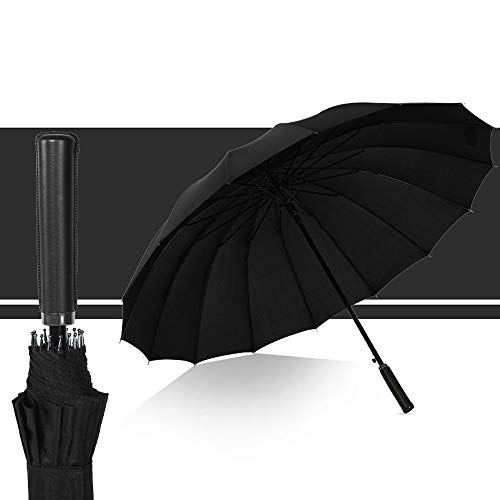 Burhetten Parapluie 2 pièces avec poignée droite et ouverture automatique en fibre de cuir (couleur : noir, taille : poignée droite) Cover