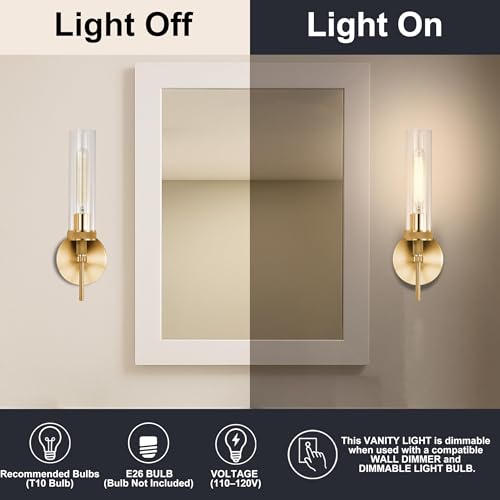 Gold Bathroom Light Fixtures Over Mirror - Image 2