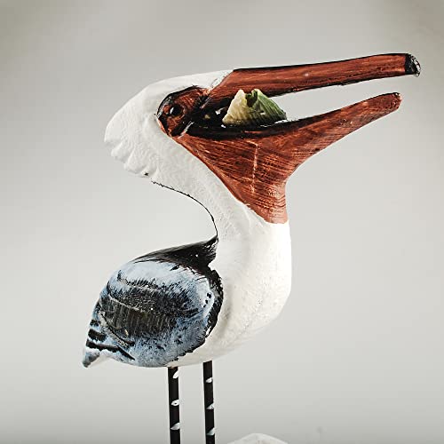 Youugior Coastal Ocean Wooden Bird Statue Standing Pelicans Figurine Bird Statue(Large) #TOP2