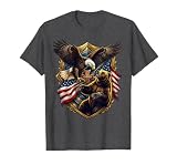 Bald Eagle vs Bear American Wildlife Showdown T-Shirt, Men, Dark Heather Grey, Small