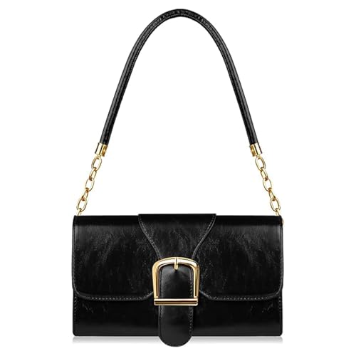 Shoulder Bag for Women, Faux Leather Women's Shoulder Handbags, Fashionable Tote Purses for Women with Removable Strap and Zipper Closure (Black)