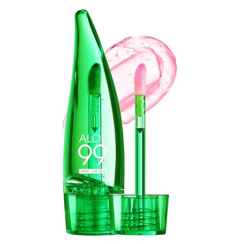 Maggidea Aloe Vera Lip Oil, Magic Colour Changing Lip Gloss Long Lasting Lipgloss Set Lips Moisturizer Aloe Vera Lip Stick for Women Girls (Pink-1Pcs)