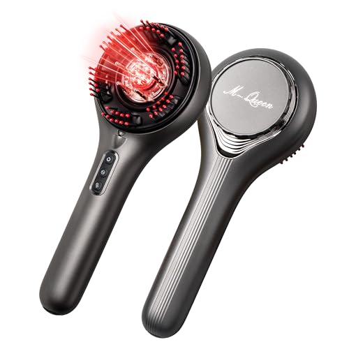 M-queen Hair Oil Applicator & Electric Scalp Massager, 5-in-1 Scalp Oil Applicator with 6ML Serum Reservoir, Red LED Mode, 3 Massage Levels, USB-C Rechargeable, IPX6 Waterproof