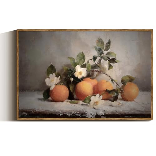 VIYYIEA Vintage Farmhouse Framed Wall Art, Oranges Still Life Paintings