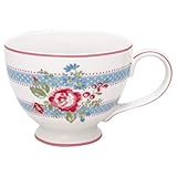  GreenGate Teetasse Evie Weiss Blumen Punkte Porzellan Tasse mit Henkel 400 ml