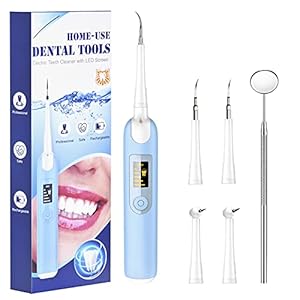 Zahnreinigung Set,Zahnreinigungsset,Zahnzwischenraumreiniger für die Familie 4 Köpfe und 5 Modus Mit LED-Anzeige,USB…