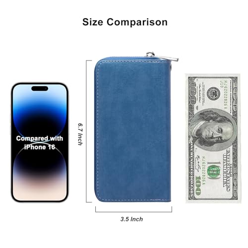 Image of Double Zipper Wallet for Woman Clutch Purse with Cell Phone Holder for Smartphone /Card /Coin /Cash