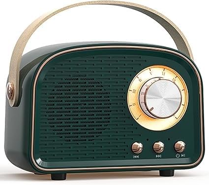 Vintage Style Portable Radio Speaker and Retro Design (Light Green)