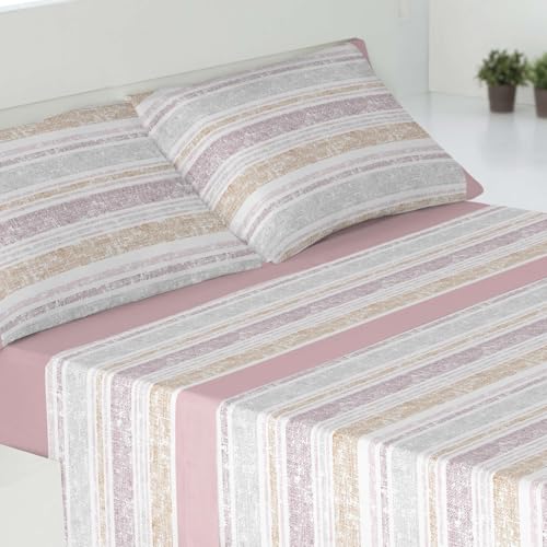 DECODEKO Juego de Sabanas 3 Piezas - Poliéster Microfibra Cepillada, Bajera 90x190cm, Encimera de 160x260cm y una Funda Almohada 45x110cm(Rosa, Cama 90)