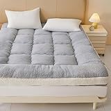 Top-Qualitäts Schaffell Matratzenauflage mit Steppmuster - Weiche Dicke Bettauflage,Anti-Rutsch Gummiband Design,Warm & Atmungsaktiv(120 * 200cm)