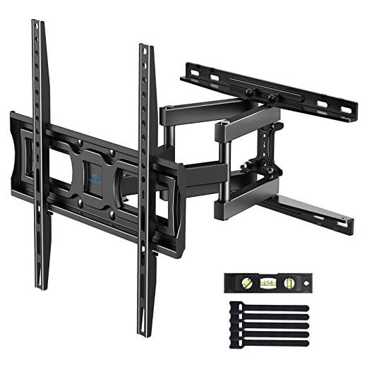 PERLESMITH TV Wall Mount Full Motion for Most 32-55 Inch Flat/Curved TVs with Swivels, Tilts & Extends, Dual Articulating Arms Wall Mount TV Bracket Supports TV up to 99 lbs, Max VESA 400x400