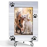 Yuansail Pet Picture Frame 4x6 Wood, Dog Paw Prints Design, Gift for Dog Lover, Memorial Pet Keepsake, Desk Decor - 91
