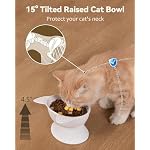 MateeyLife Elevated Cat Bowls, 2P Raised Food and Water Bowl Set for Indoor Cats & Small Dogs, Whisker Fatigue Cat Bowl, Anti Vomit Feeding Pet Bowls, 6 oz Each, Dishwasher Safe - White & Grey - Image 2