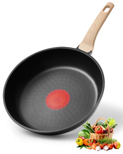 Non Stick Frying Pan, 12-inch Omelette Pan with Heat Dot Temperature Indicator, Healthy Non Toxic Egg Skillet with Heat-Resistant Handle, PFOA-Free, Dishwasher Safe, Compatible with All Cooktops