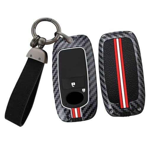 TECART 2 Button Fit for Toyota Carbon Fiber Pattern Zinc Alloy Key Fob Cover, Fit for Toyota Yaris Ativ Raize Veloz Avanza Rush Perodua Daihatsu Tanto Key Case 360 Degree Protector black