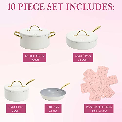 Paris-Hilton-Iconic-Nonstick-Pots-and-Pans-Set-Multi-layer-Nonstick-Coating-Matching-Lids-With-Gold-Handles-Made-without-PFOA-Dishwasher-Safe-Cookware-Set-10-Piece-Cream
