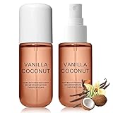 AuraAnge 1Pcs Coconut Vanilla Hair Perfume and Body Spray for Women - All-Day Light Fragrance Mist for Hair & Skin - Concentrated Body Spray with Essential Oils