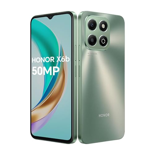 HONOR X6B Smartphone 4G, 4GB 128GB(Memoria Ampliable hasta 8GB), Batería 5200 mAh, Cámara Principal 50 MP, MediaTek Helio G85 (Negro),Android 14, Dual Sim, NFC, Verde