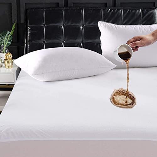 Image of Ayka 100% Waterproof Cotton Terry Mattress Protector Queen Size Breathable Hypoallergenic Noiseless Ultra Soft Fitted Bed Protector 78x60 inch Mattress /Bed Cover (Queen 78*60 inch | 6.5x5 ft, White)