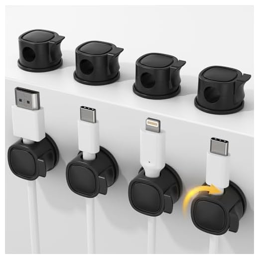 8Pack Rotatable Cord Organizer, INCHOR Cable Organizer, Spring Cable Clips With Clasp Lock, Smooth Adjustable Cord Holder for Nightstand Car Home Office (Black)