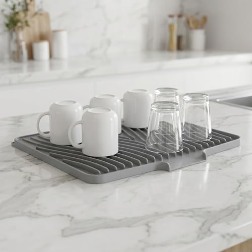 Tapete de silicona para secar platos escurridor resistente al calor y compacto 7