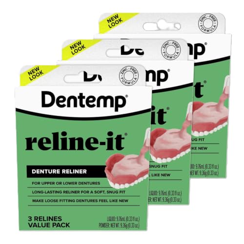 Dentemp Denture Reline Kit Value Pack - Advanced Formula Reline It Denture Reliner - Denture Kit to Refit and Tighten Dentures for Both Upper & Lower Denture (3 Pack (9 Relines))