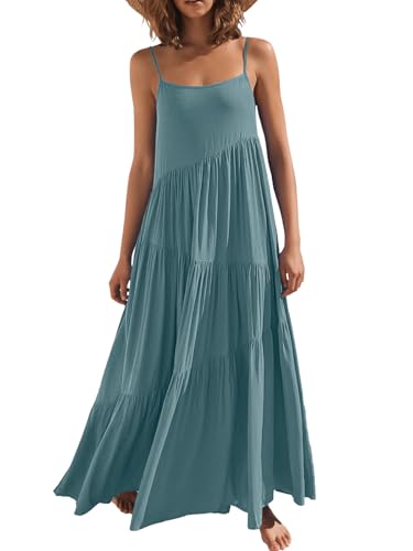 Image of ANRABESS Women Summer Casual Loose Sleeveless Sundress Spaghetti Strap Flowy Boho Linen Beach Vacation Maxi Long Dress