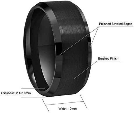 6mm 8mm 10mm Black Tungsten Wedding Band Ring Engraved I Love You Men Women Brushed Finish Beveled Edges Size 4 To 17 - Image 4