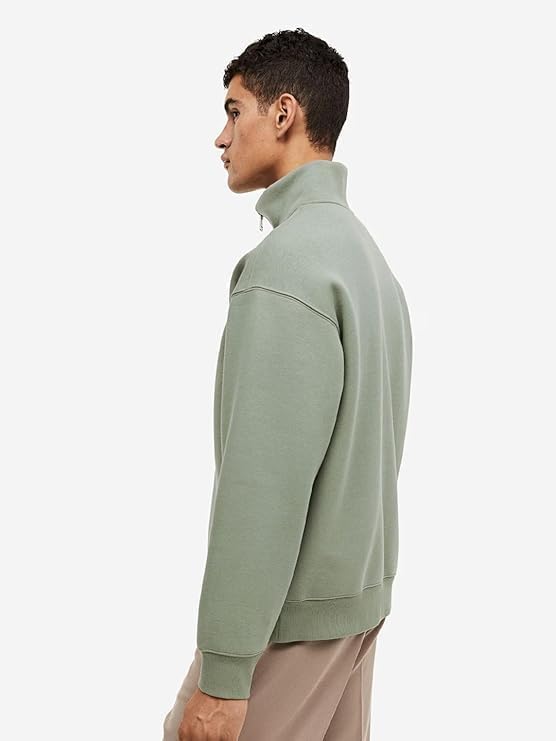 Image of Solid Oversized Halfzipper Long Sleeves Sweatshirt for Men's