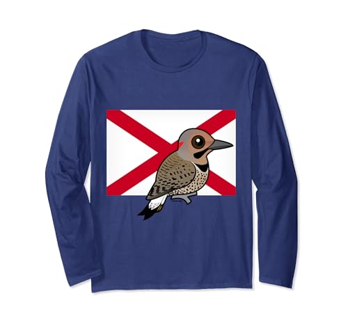 State Birdorable of Alabama: Northern Flicker Cartoon Bird Long Sleeve T-Shirt