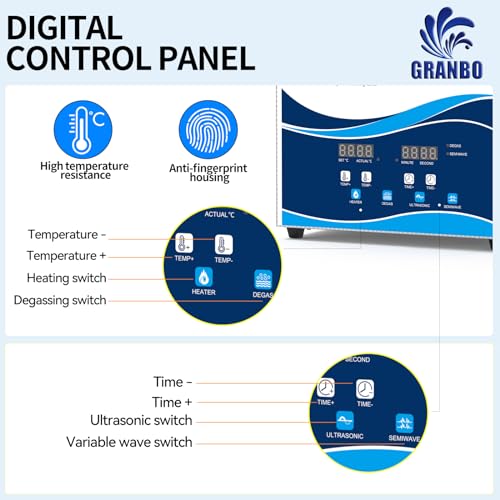 Granbo GW0615 Professional 15L Ultrasonic Cleaner, Ultrasonic Jewelry Cleaner Machine 40Khz With Heater Timer And Degassing thumb #6