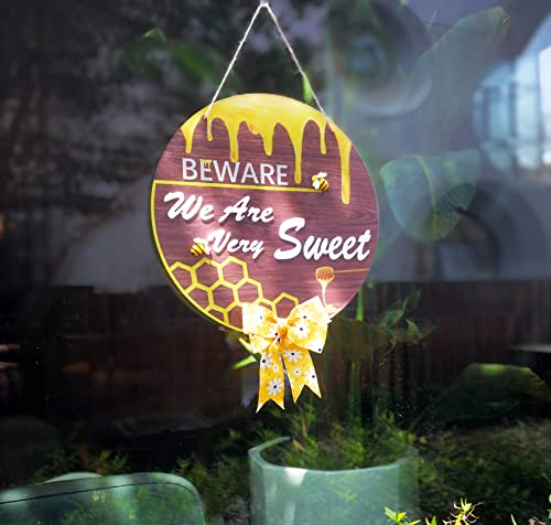 Bee Happy Spring Hanging Sign, Happy Bee Day Acrylic Signs For Front Door With Sunflower Ribbon, World Bee Day Wall Decor For Spring Summer Home Party Welcome Decoration #TOP5