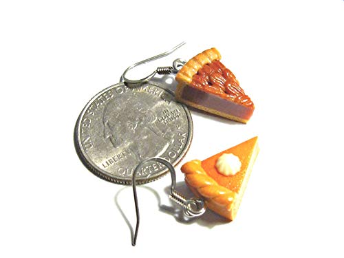 Pecan Pie Dangle Earrings - Tiny Food Jewelry - 1 Pair #TOP2
