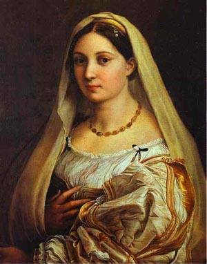 Peinture à l'huile reproduction tableau de maître Raphael La Donna Velata grand format 30x36
