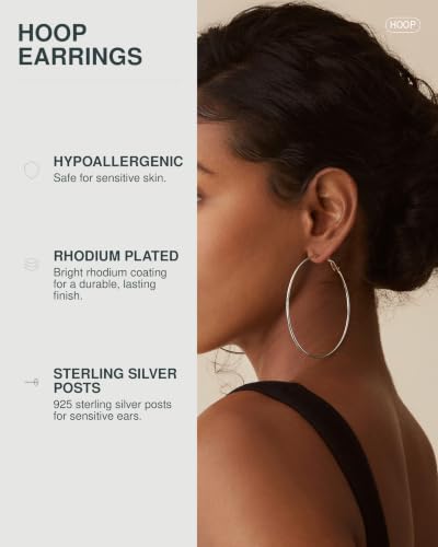 Image of PAVOI Gold Hoop Earrings for Women, 14K Gold Plated Paddle-Back Hoops | Large Hoop Earrings, Lightweight Hoops, Gold Hoops, 925 Sterling Silver Posts