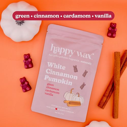 Image of Happy Wax Cozy Pumpkin Collection: Natural, Non-Toxic Scented Soy Wax Melts - Total 6oz Variety Pack: Pumpkin Cashmere, White Cinnamon Pumpkin, Pumpkin Souffle
