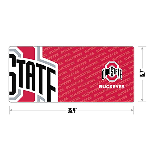 Image of YouTheFan NCAA Ohio State Buckeyes Logo Series Desk Pad | Water And Stain Resistant, Heavy-Duty Non-Slip Rubber Backing, Stitched Edge, Fits Under Mouse, Computer And Keyboard