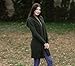 SAOL 100% Merino Wool Ladies Irish Classic Fit Long Cardigan with Hood (Army Green, Medium)