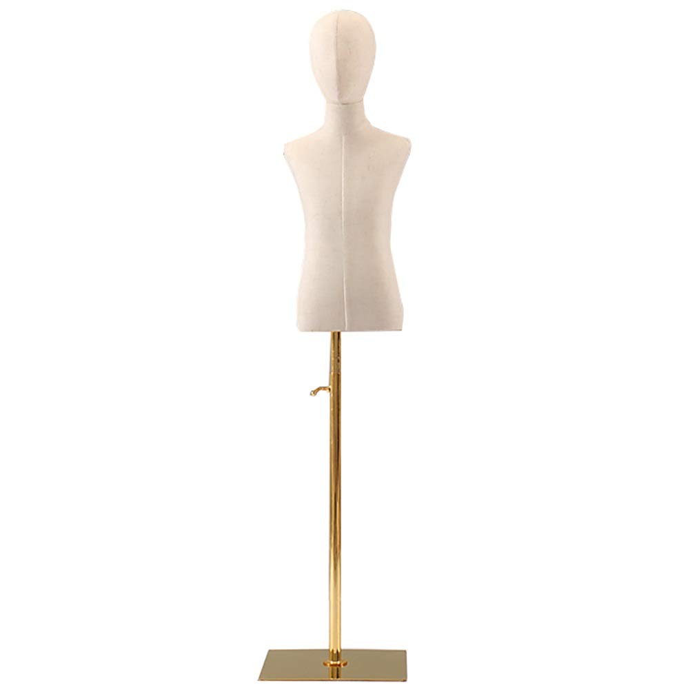 Kinderschaufensterpuppen Torso Kunststoffkörper Schneiderpuppe Stabiler Ständer Höhenverstellbar Kinderkleidungsdisplay, Silber-S （Gold-L）