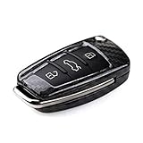 Luxury Real Carbon Fiber Key Protective Case Cover for Audi Car Fob with Retractable Flip Key