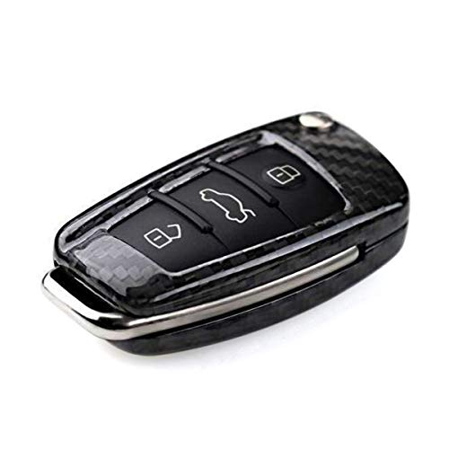 Luxury Real Carbon Fiber Key Protective Case Cover for Audi Car Fob with Retractable Flip Key