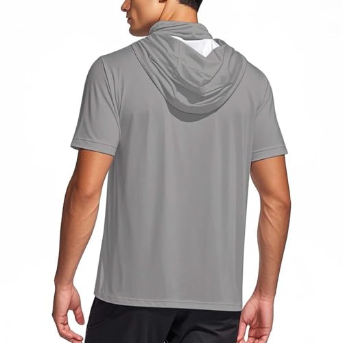 Mens UPF 50+ Short Sleeve Sun Shirts with Face Mask UV Protection Ice Silk Hooded ShirtsRash Guard Hiking Swimming4
